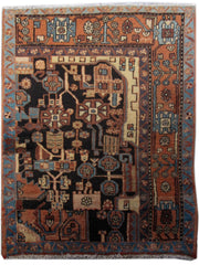 2' x 5' Brown Persian Hamadan Rug