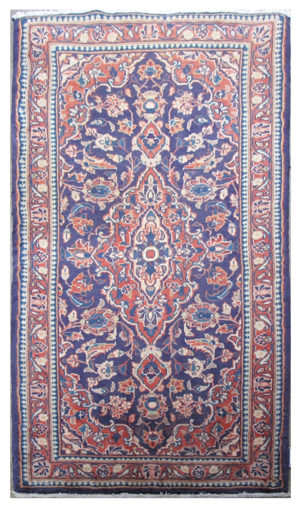 2' x 5' Orange Persian Kashan Rug