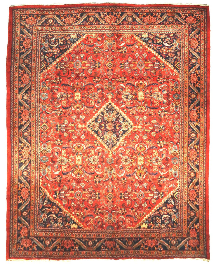 10' x 14' Semi Antique Persian Herati Mahal Rug Tomato Red