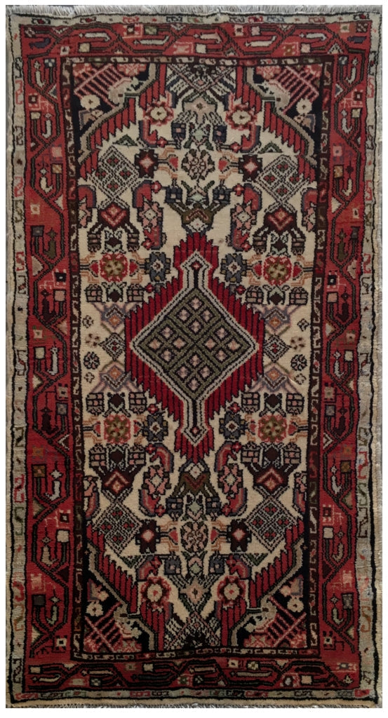 2' x 4' Seal Maroon Persian Hamadan Rug