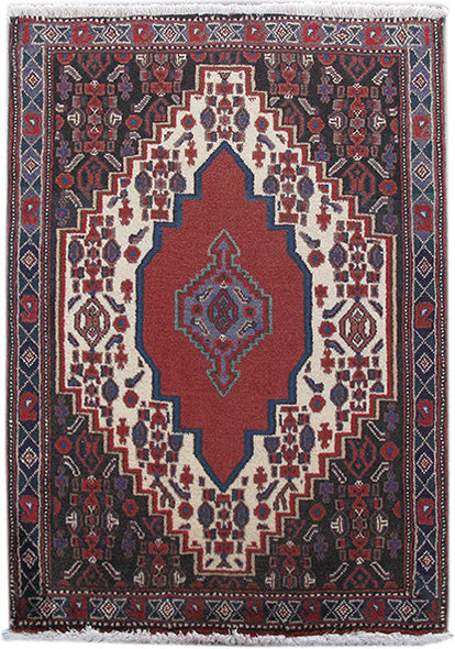 2' x 3' Ivory Persian Sanandaj Rug