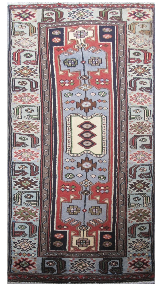 2' x 5' Red Persian Hamadan Rug