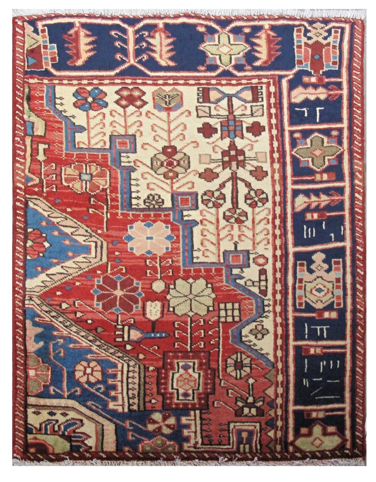 3' x 4' Red Persian Hamadan Rug