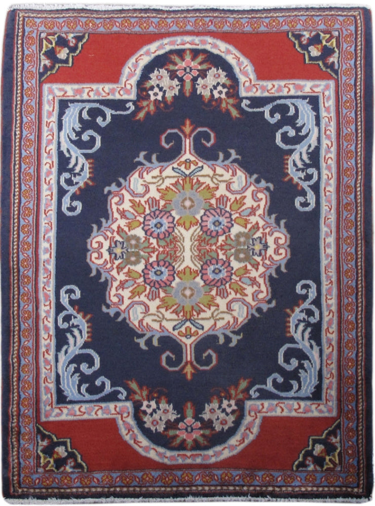 2' x 3' Navy Blue Persian Kashan Rug