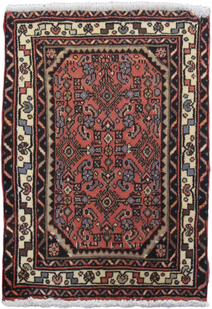 2' x 3' Orange Persian Hamadan Rug