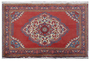 3' x 2' Red Persian Roodbar Rug