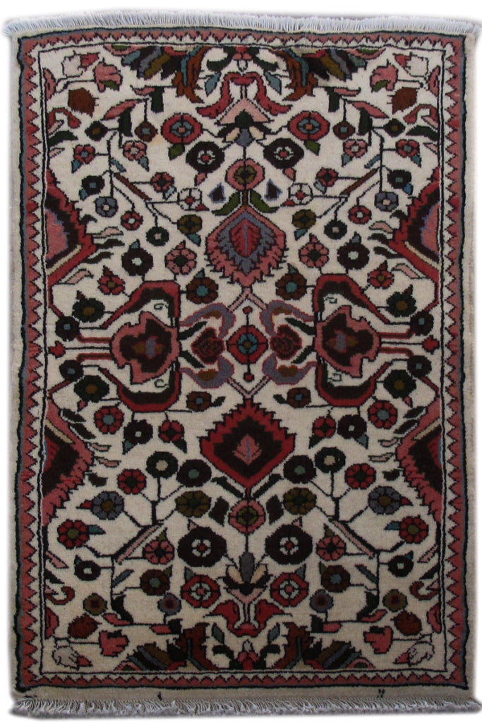 3' x 3' Ivory Persian Hamadan Rug