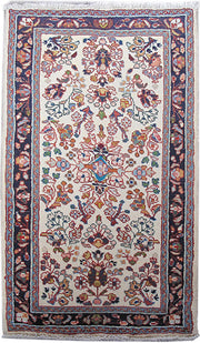 2' x 4' Ivory Persian Malayer Rug