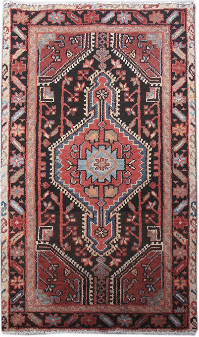 2' x 4' Brown Persian Hamadan Rug