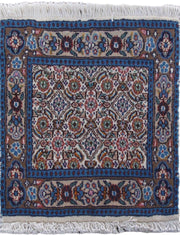 1' x 1' Ivory Blue Persian Moud Rug