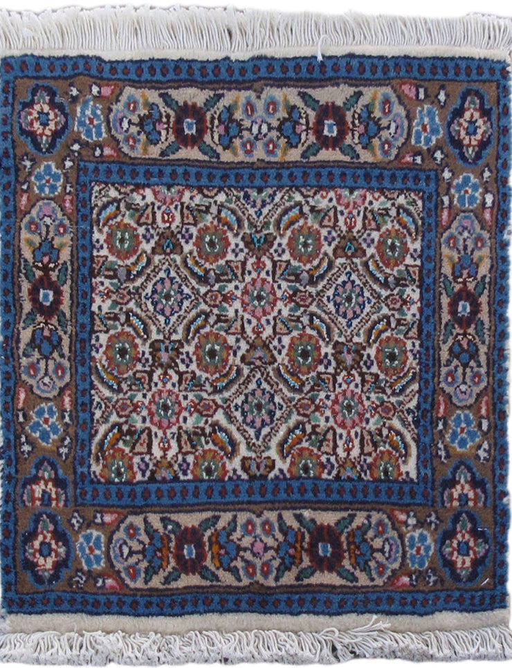 1' x 1' Ivory Blue Persian Moud Rug