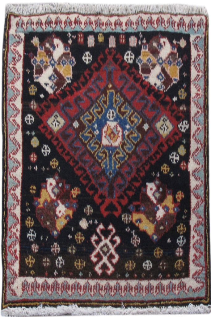 2' x 3' Black Persian Hamadan Rug