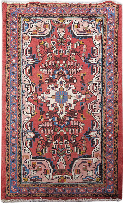 3' x 4' Orange Persian Hamadan Rug