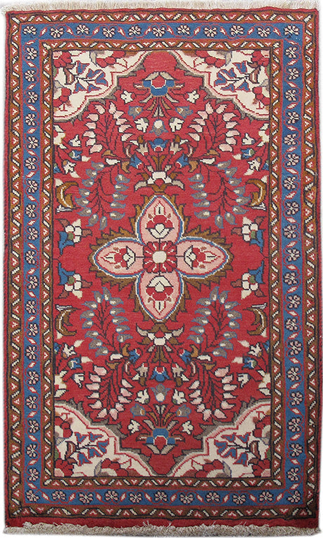 3' x 4' Red Persian Hamadan Rug